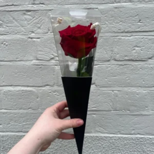 A single everlasting red rose, beautifully presented in a gift box. A timeless keepsake, perfect for marking a special moment with something designed to last.